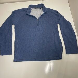 Travis Mathew Men Zachary 1/4 Zip Pullover Sweater Sz Medium Blue Golf Athletic